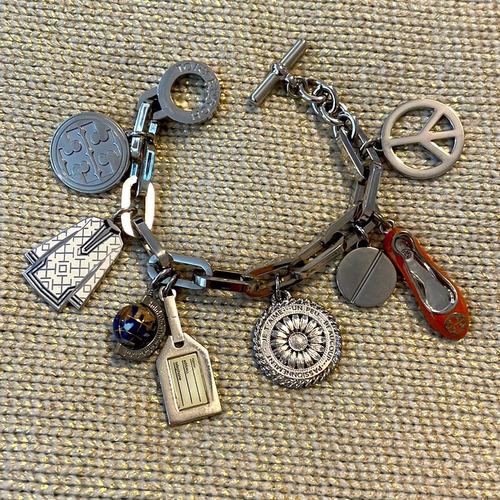 Rare! Tory Burch Silver Charm Bracelet numbered ltd edition